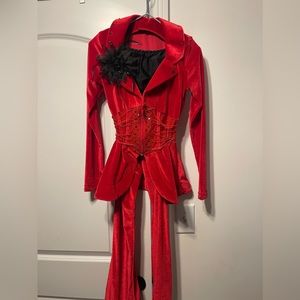 Red velour 3 piece dance costume